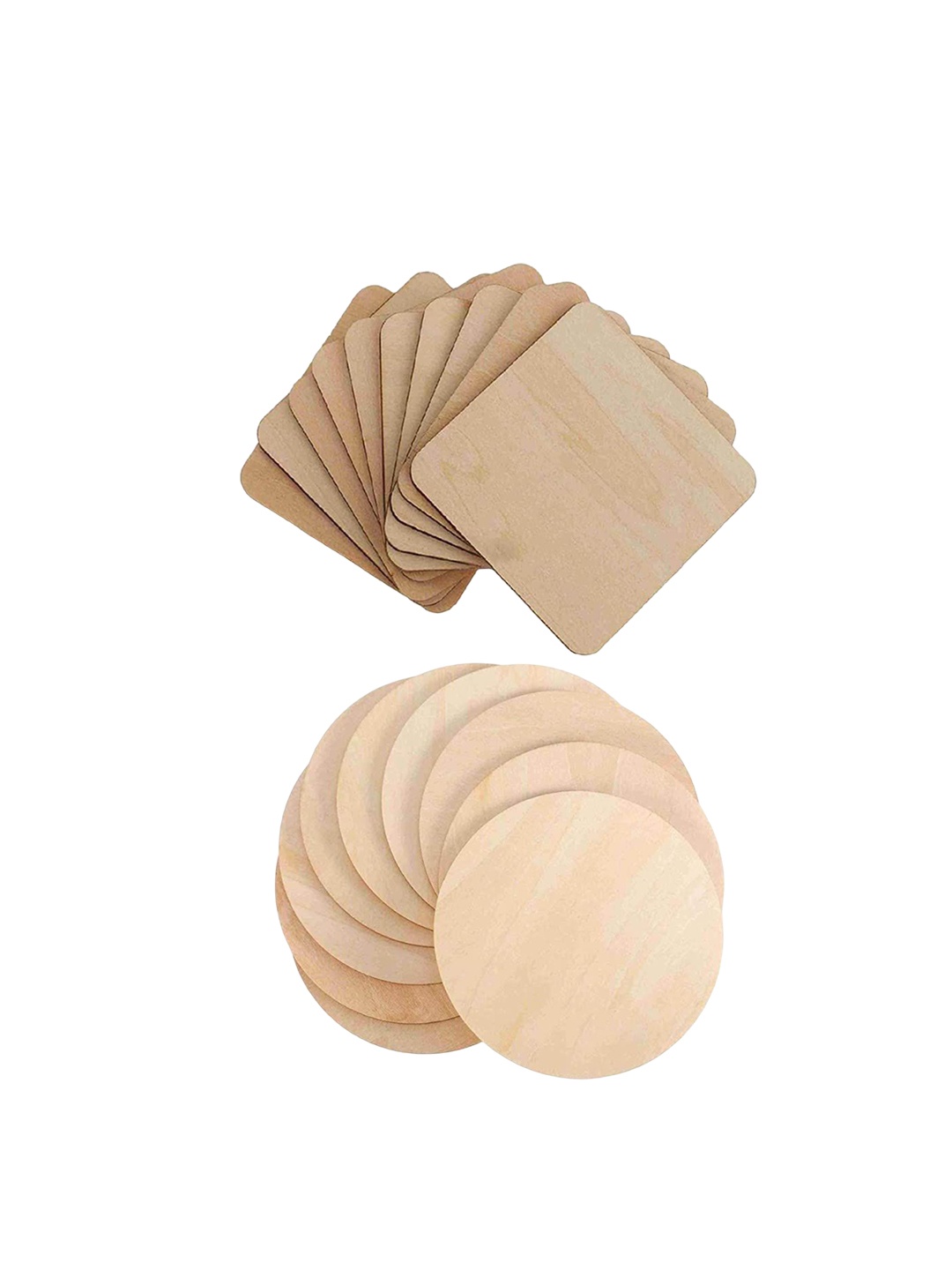 

Mini Leaves Kids 24-Pcs Wooden Board Slice For Art & Craft, Brown