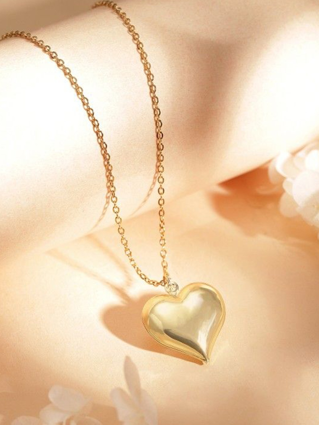 

DressBerry Stainless Steel 18K Gold-Plated Heart Shaped Pendant With Chain