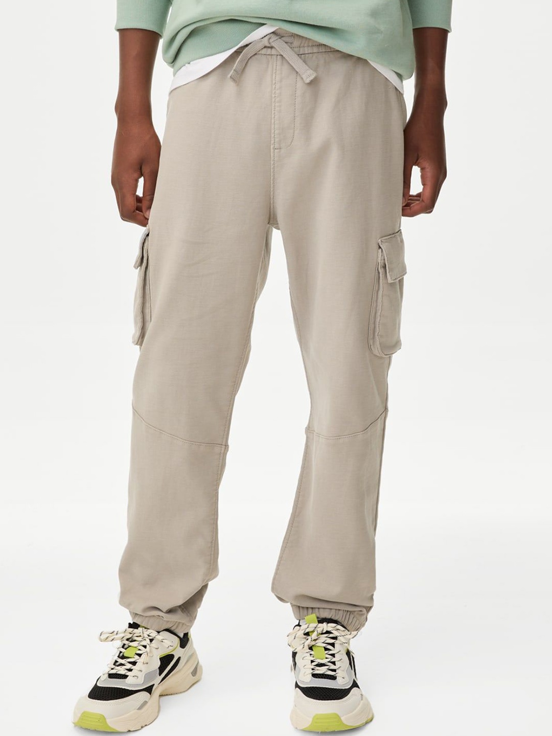 

Marks & Spencer Boys Relaxed High-Rise Cargo Trousers, Off white