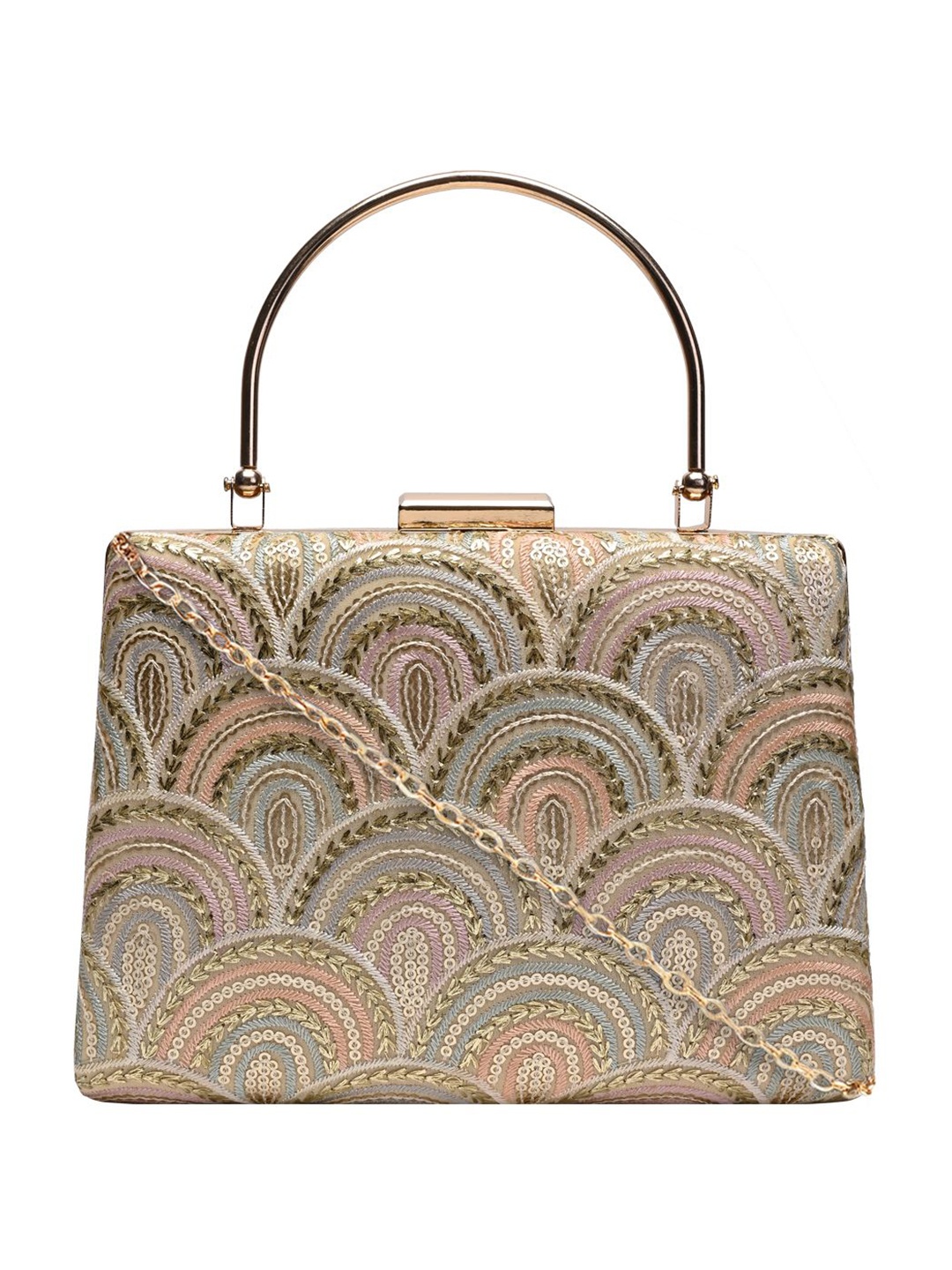 

HORRA Embellished Box Clutch, Gold