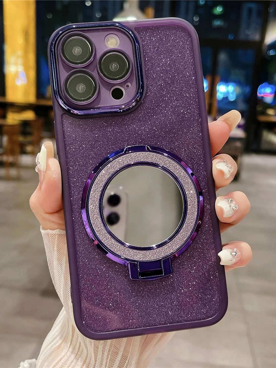 

Luxury Kase Solid Printed iPhone 13 Pro Max Back Case Mobile Accessories, Purple