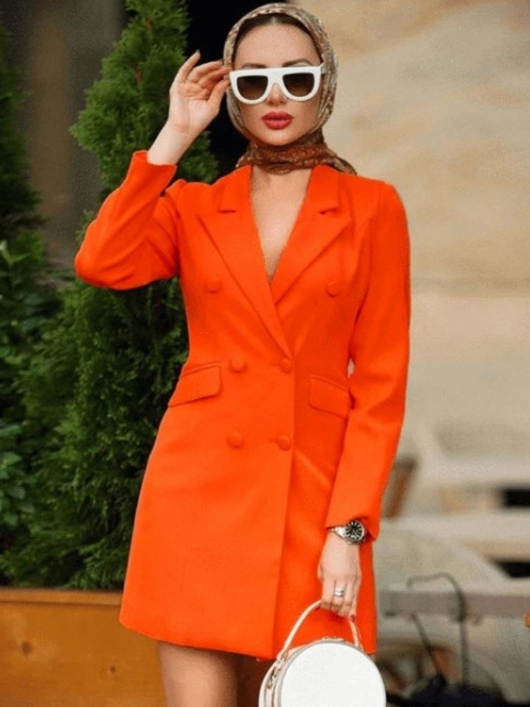 

StyleCast Women Longline Open Front Jacket, Orange