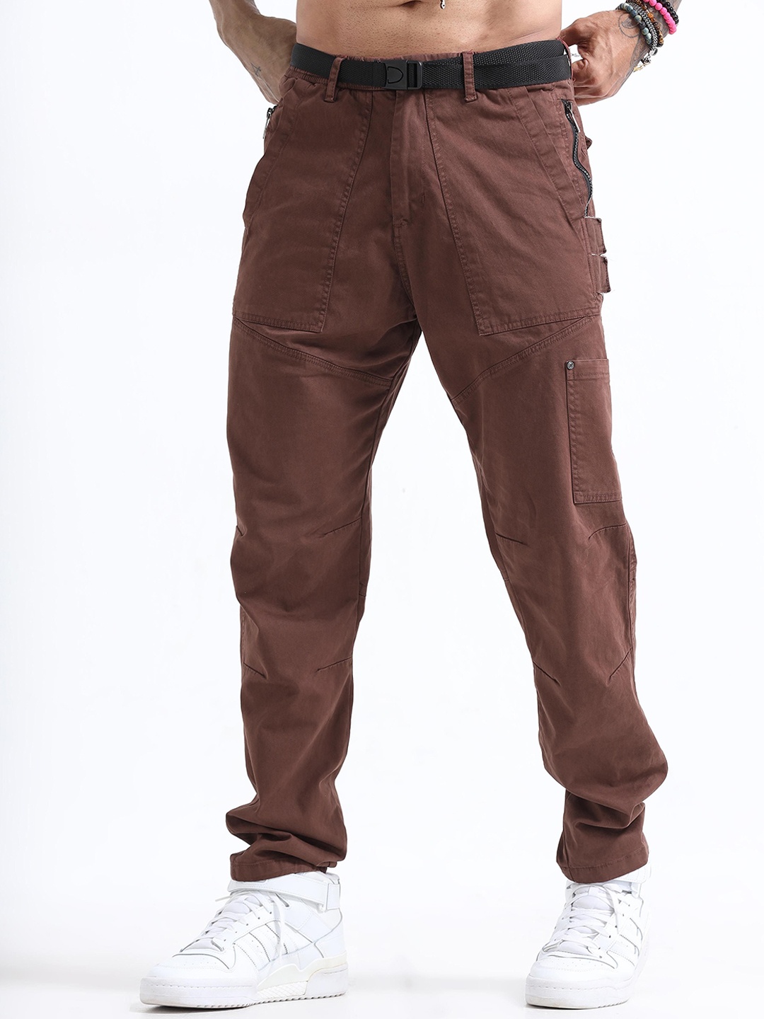 

Italian Colony Men's Zip Core Utility Cotton Jogger Fit Pants, Brown