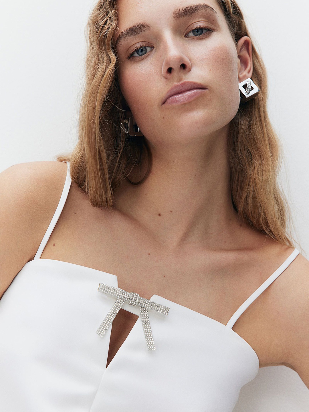 

H&M Bow-Detail Strappy Tops, White