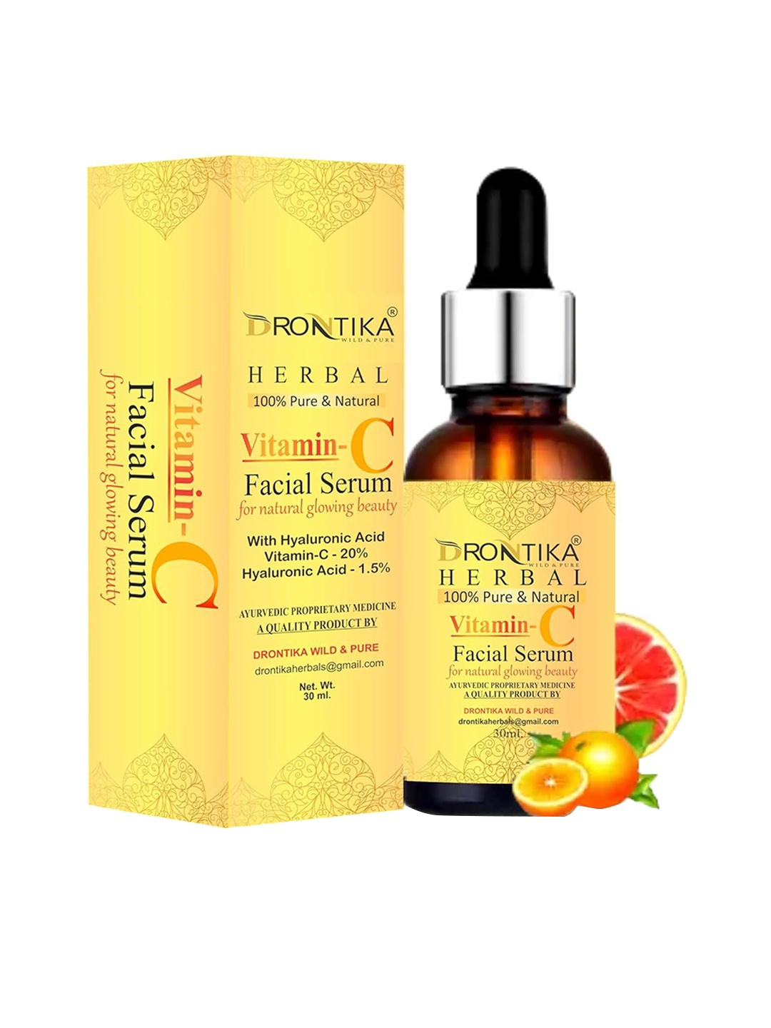 

DRONTIKA Pure & Natural Vitamin C Serum With Hyaluronic Acid - 30 ml, White