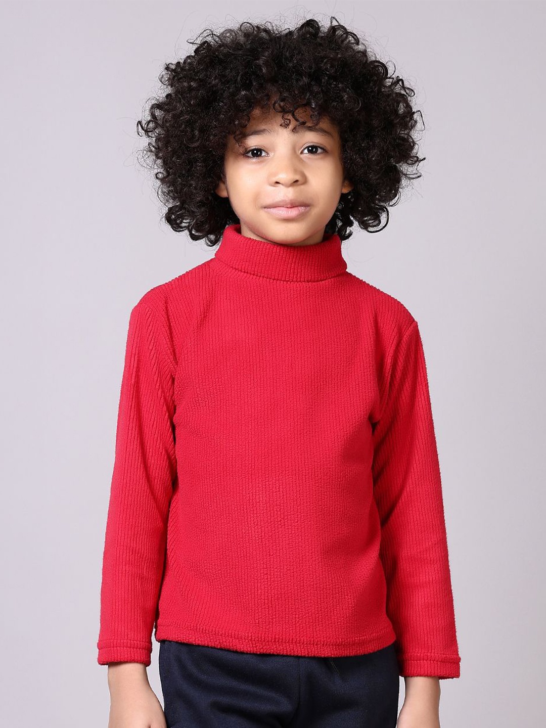 

V-Mart Boys Turtle Neck Long Sleeves Regular Pullover, Red