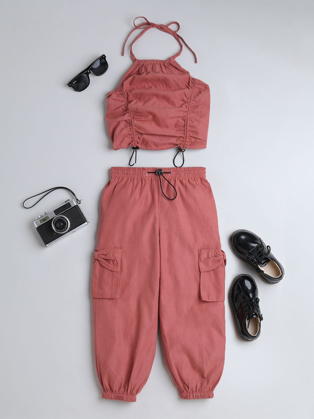 

taffykids Girls Halter Neck Top With Joggers, Rust