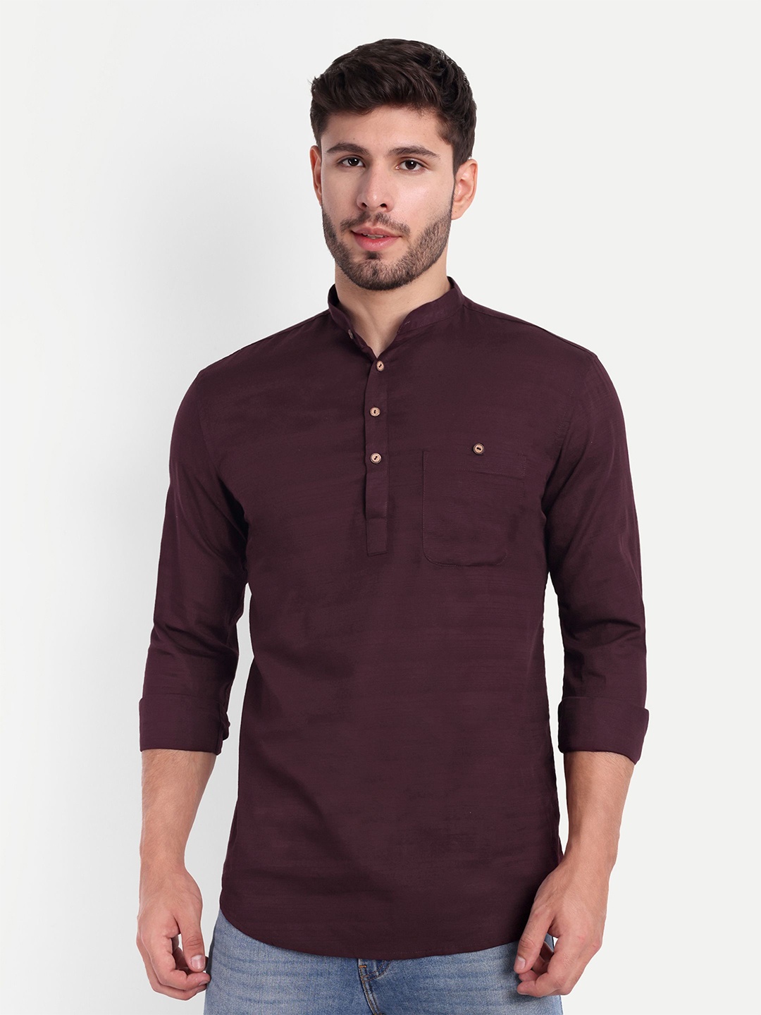 

SUI DHAGA Men Comfort Opaque Casual Shirt, Maroon