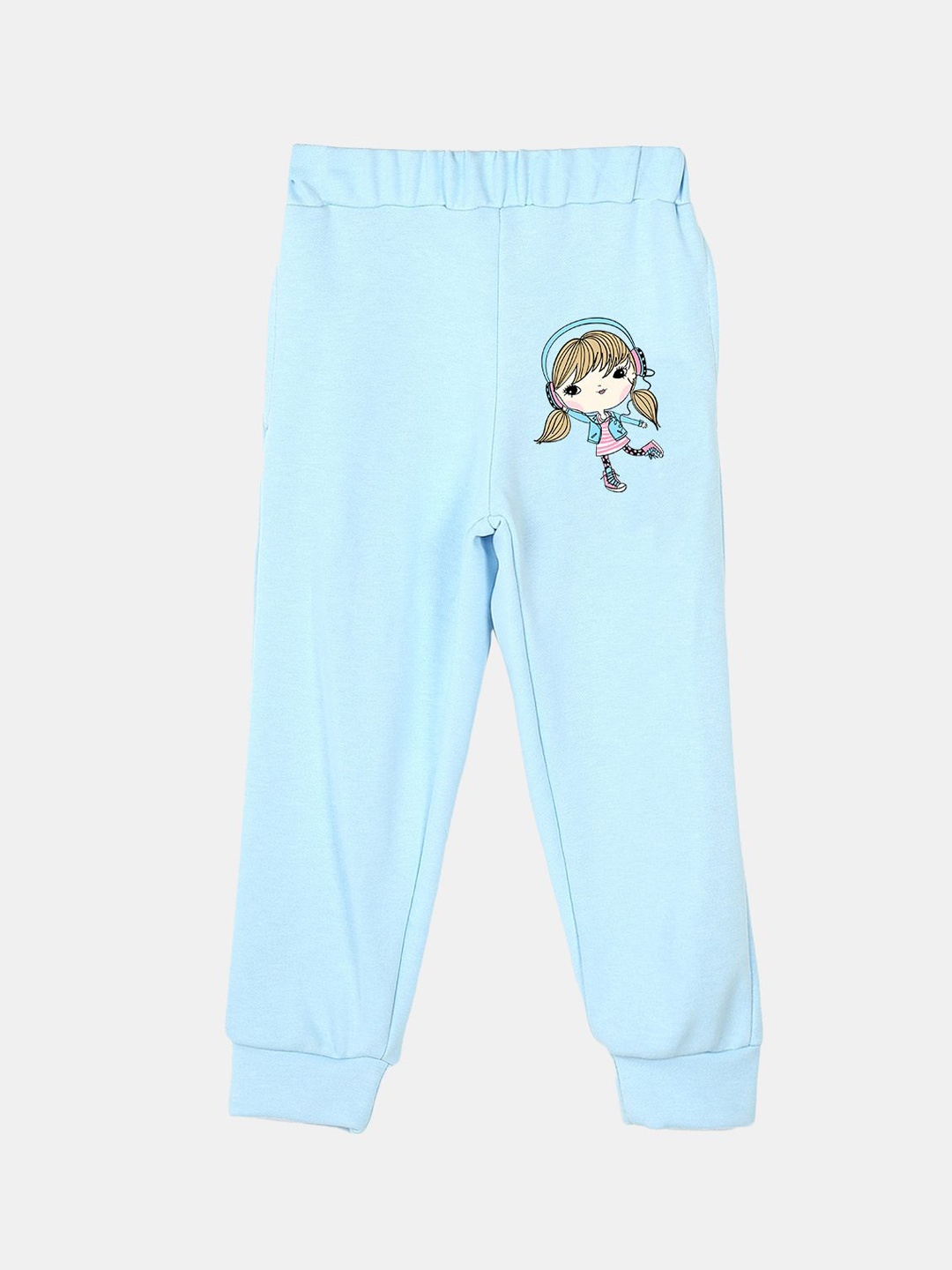 

Wyld Sprog Kids Cotton Graphic Printed Joggers, Blue