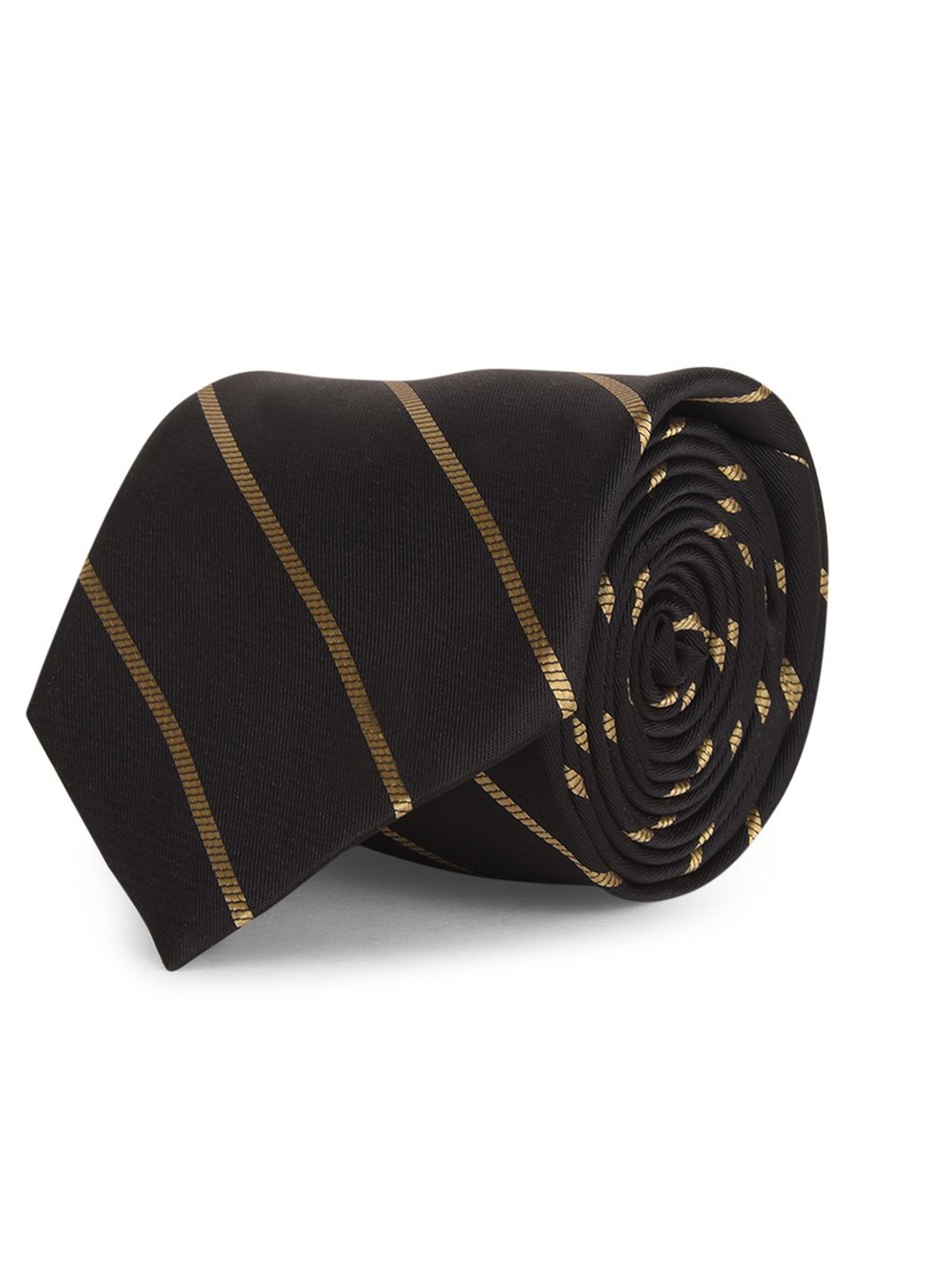 

Cazzano Men Striped Broad Tie, Black