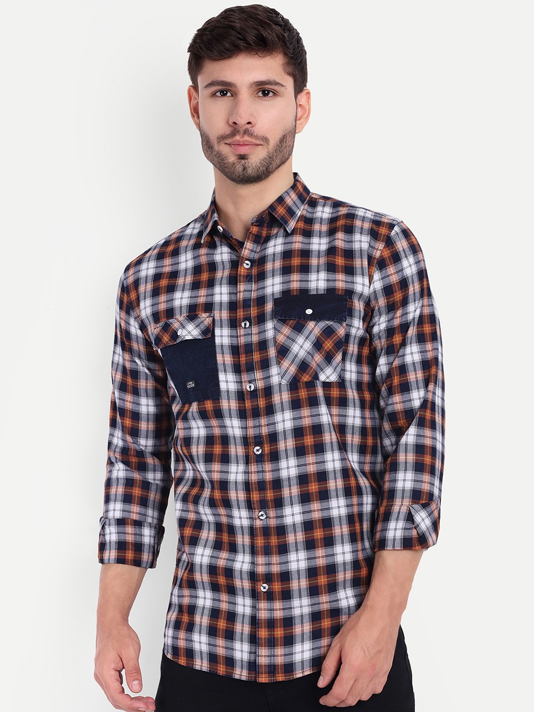 

SUI DHAGA Men Comfort Tartan Checks Opaque Checked Casual Shirt, Rust