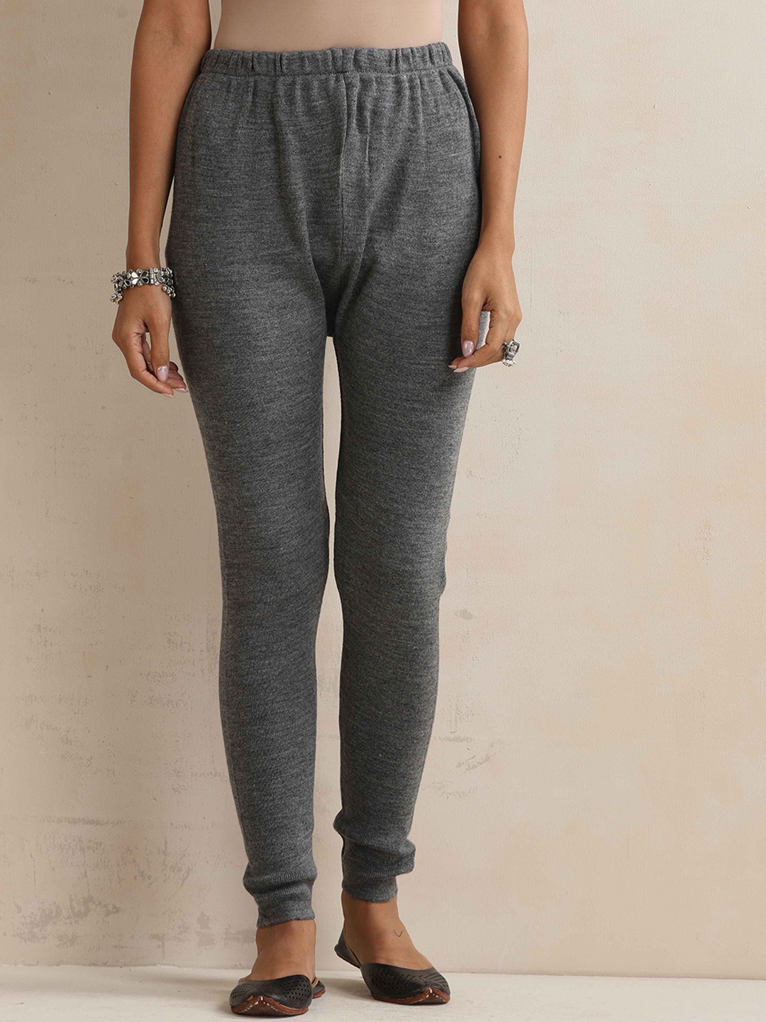 

trueBrowns Women Woolen Churidar Length Leggings, Grey