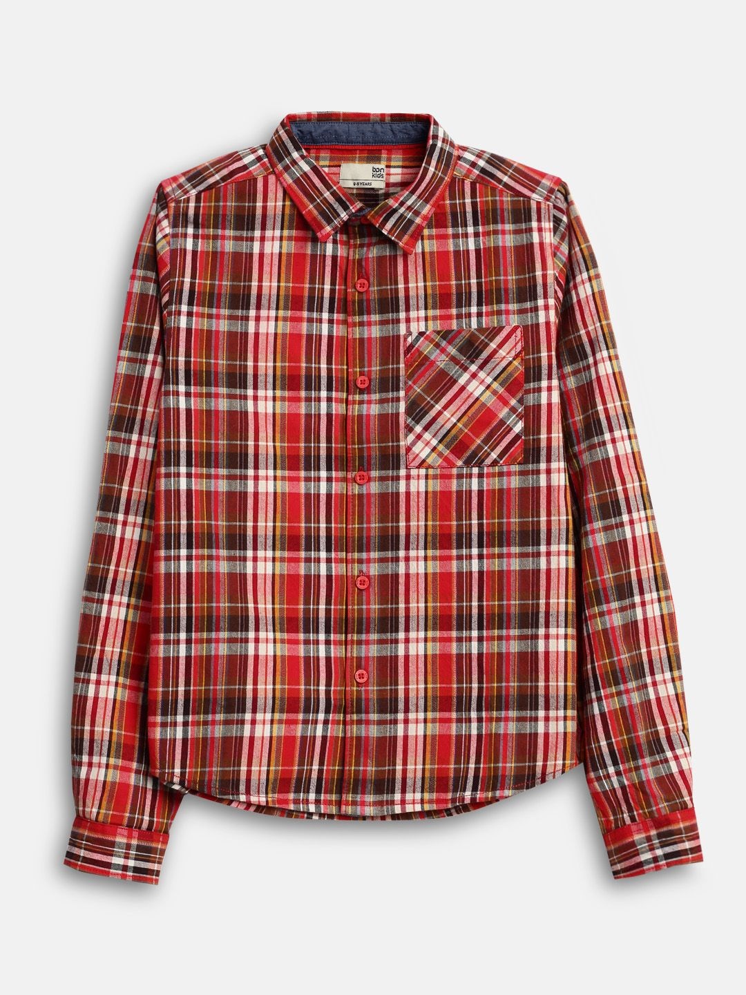 

BONKIDS Boys Tartan Checks Opaque Checked Casual Shirt, Multi