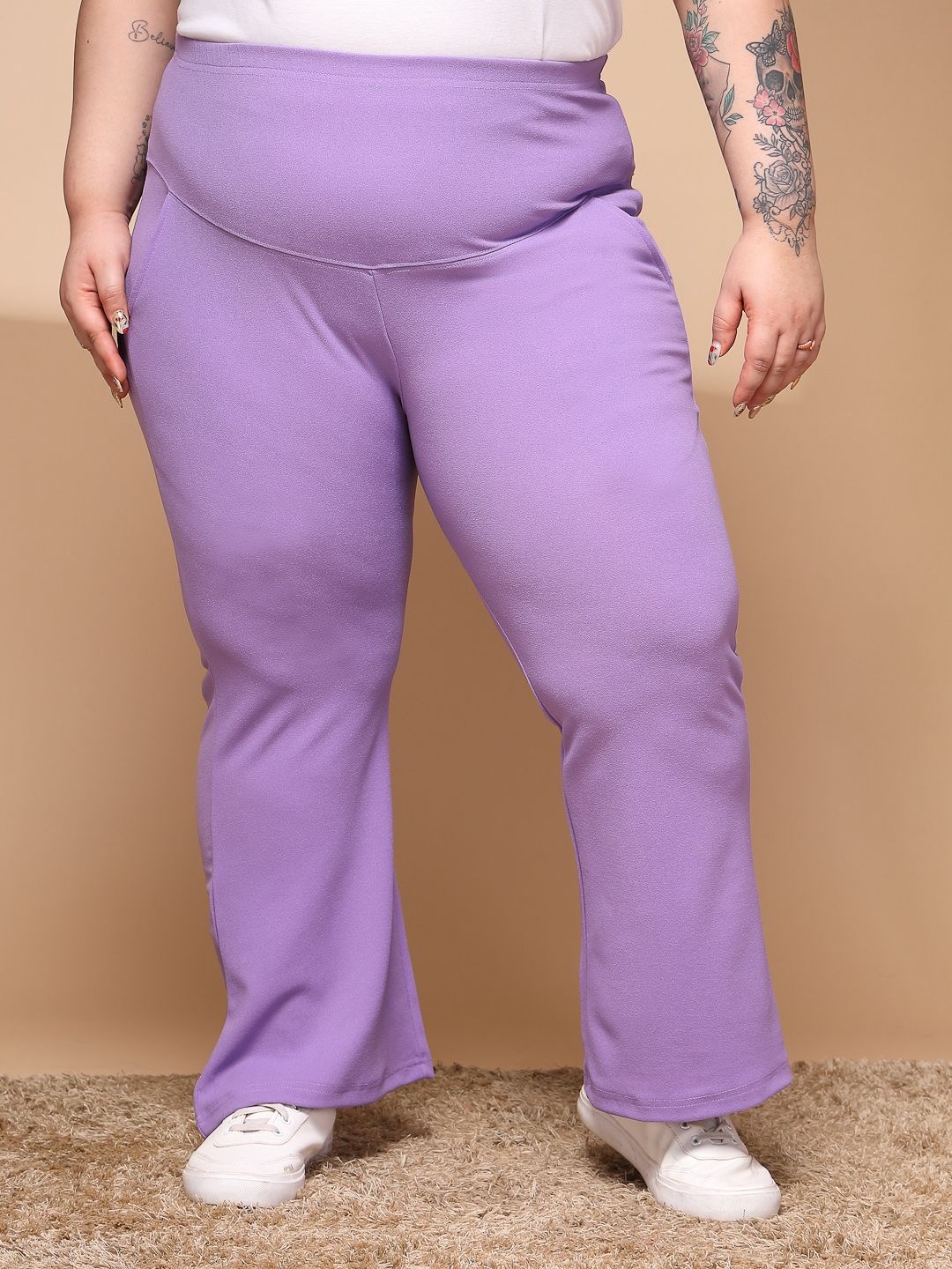 

plusS Women Plus Size Solid Jeggings, Lavender