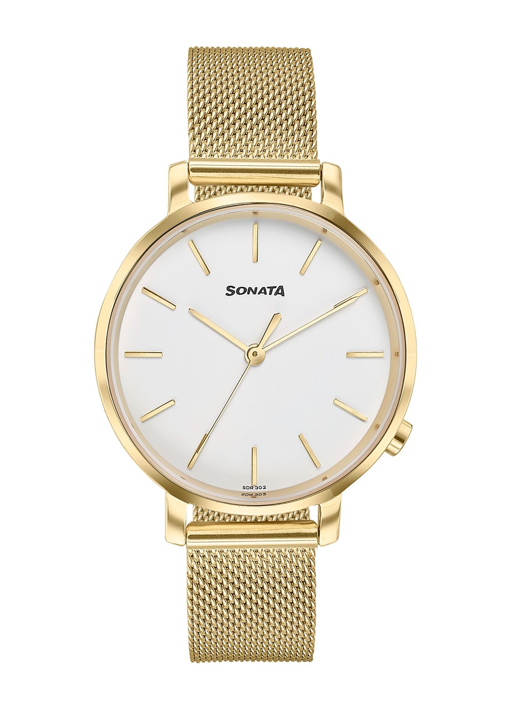 

Sonata Women Brass Dial & Stainless Steel Bracelet Style Straps Analogue Watch 87045YM02W, Gold