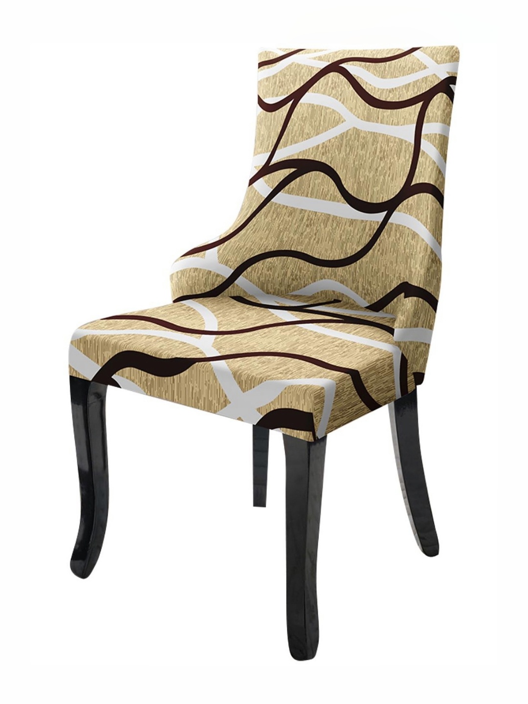 

HOUSE OF QUIRK Beige Printed Wingback Side Chair Slipcover-Accent Chair Cover