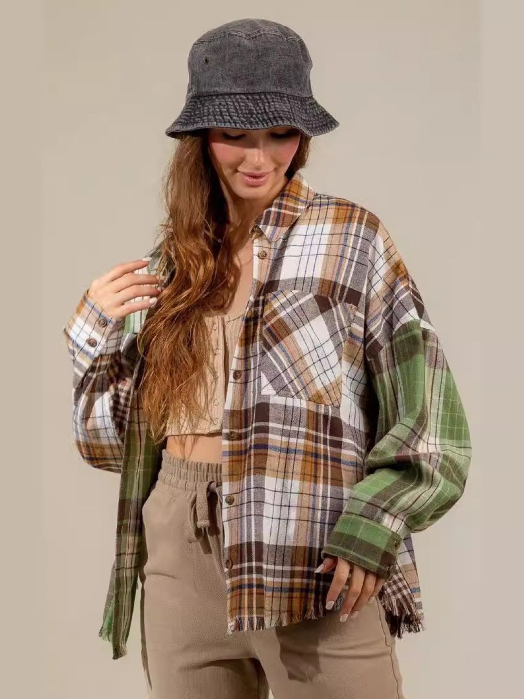 

HERE&NOW Women Original Tartan Checks Opaque Checked Casual Shirt, Brown