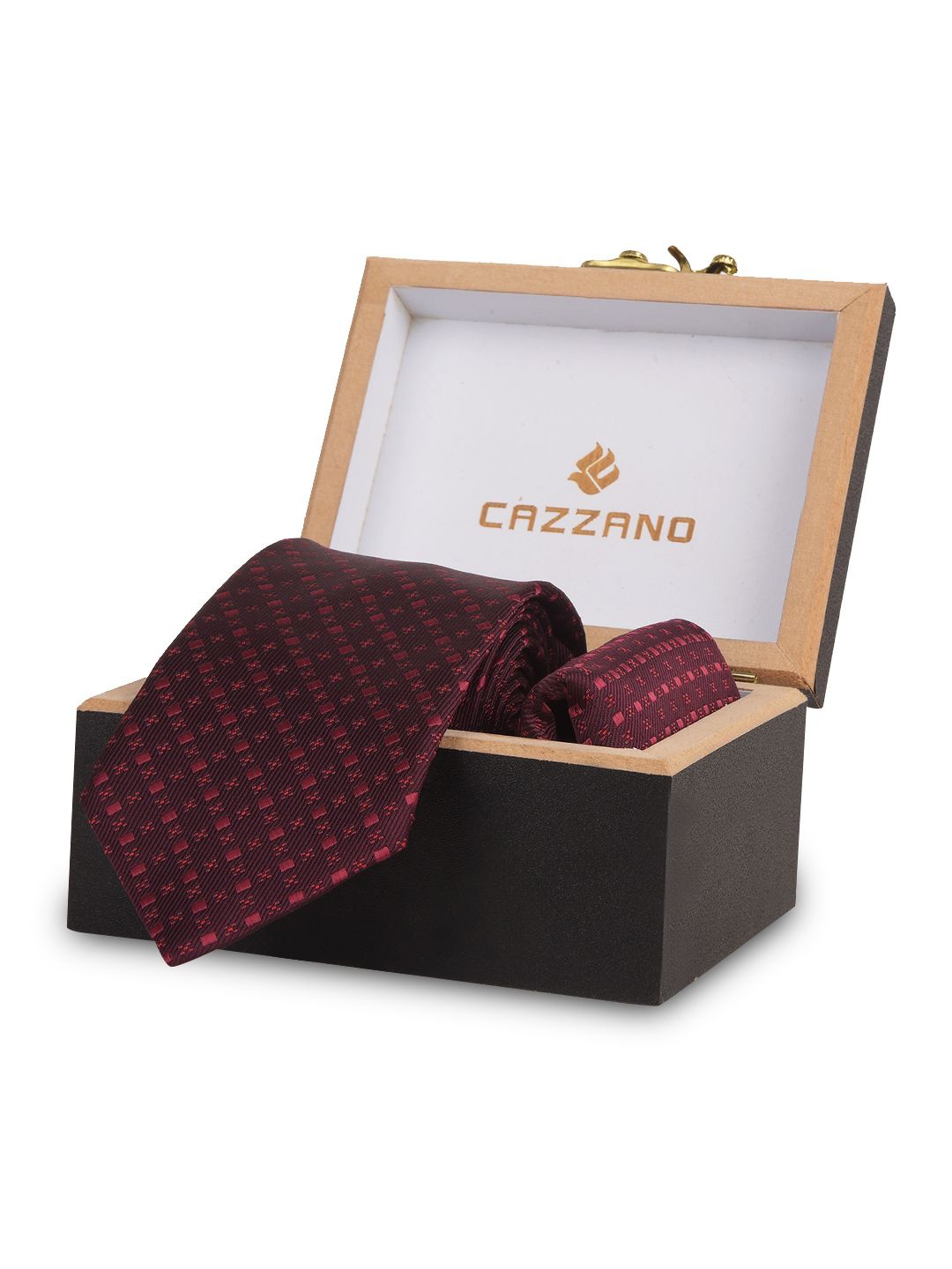

Cazzano Men Accessory Gift Set Of Tie & Pocket Square, Maroon