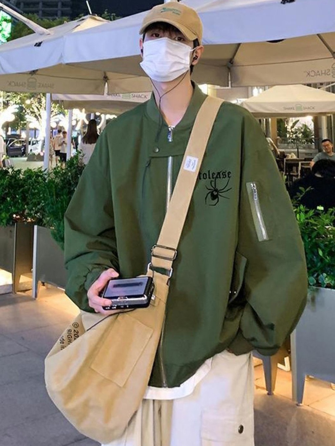 

KPOP Men Open Front Jacket, Green