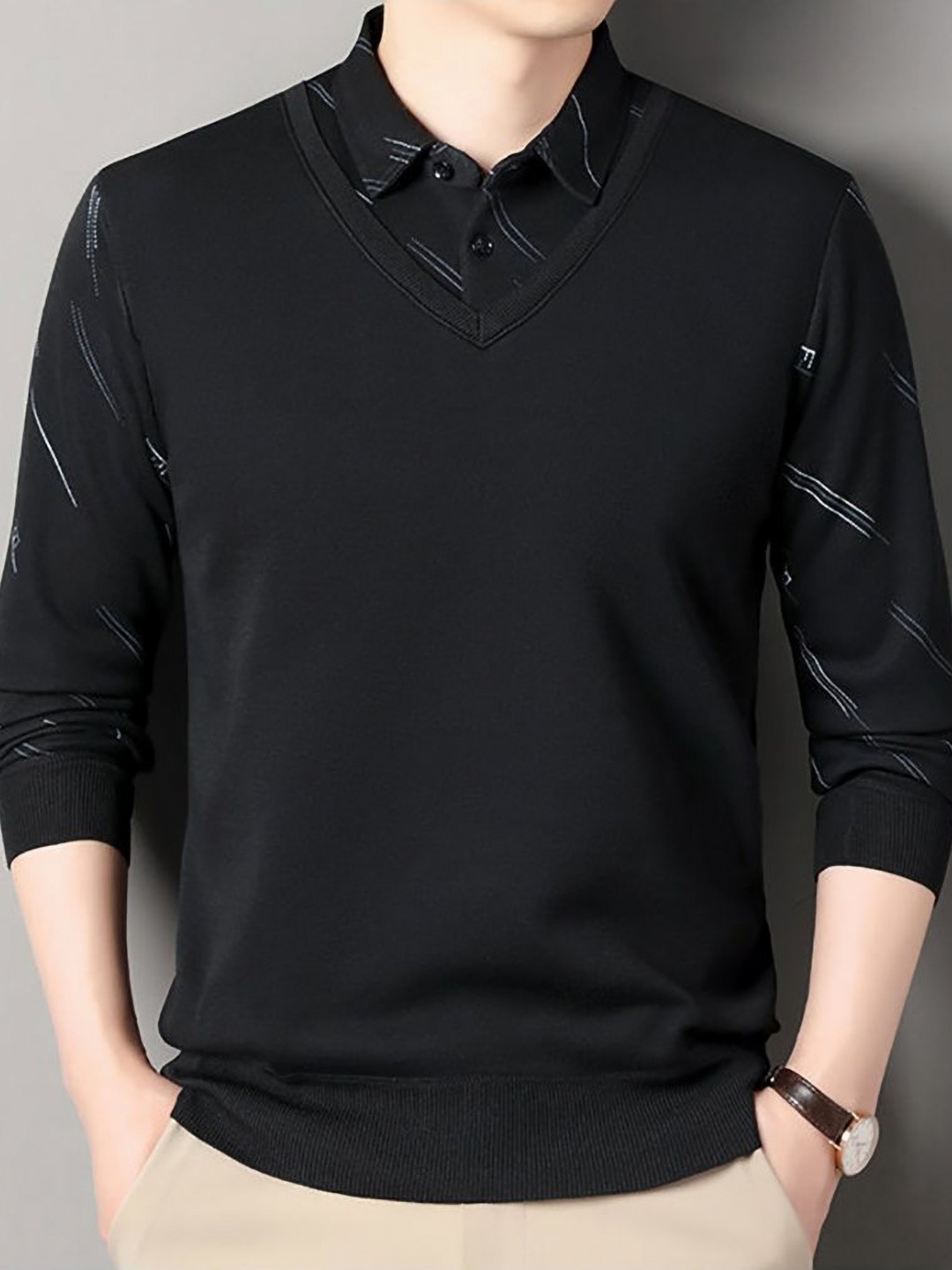 

StyleCast x Revolte Men Solid Polo Collar T-shirt, Black