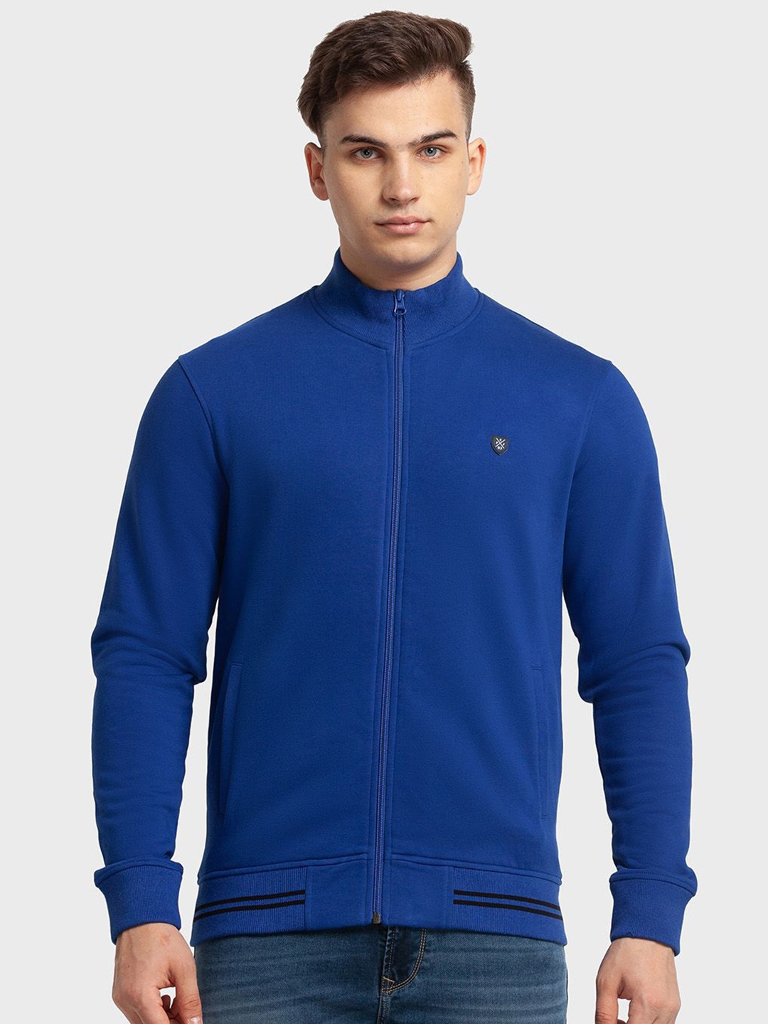 

ColorPlus Men Solid Mock Collar Sweatshirt, Blue