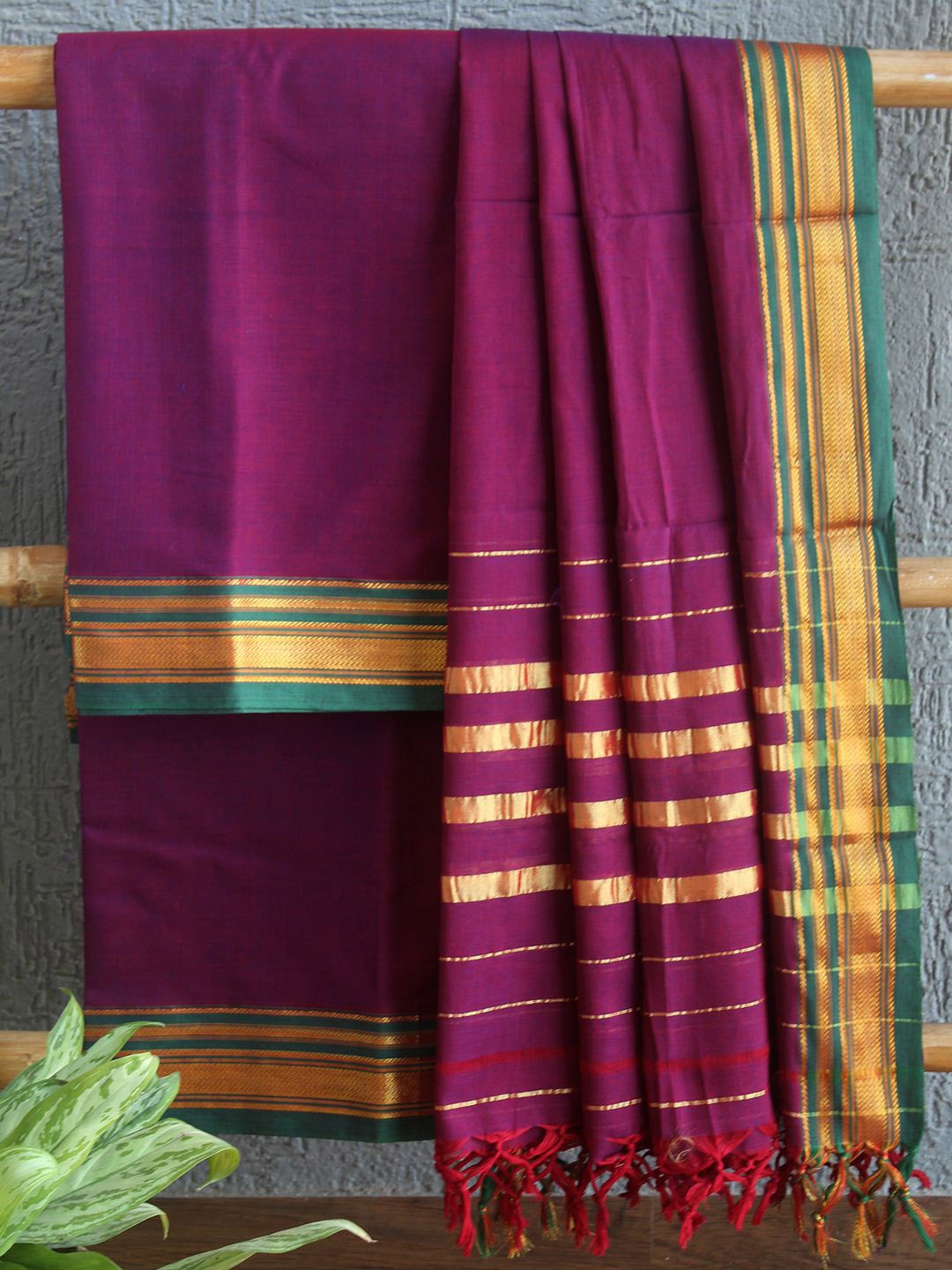 

Weaves of Tradition Pure Cotton Unstitched Dress Material, Magenta