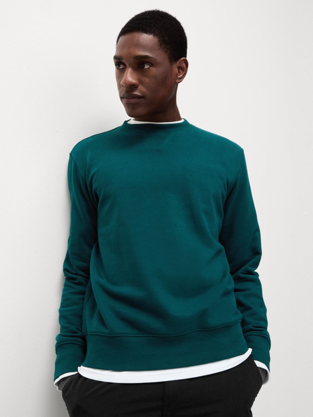 

Marks & Spencer Men Round Neck Cotton Sweatshirt, Green