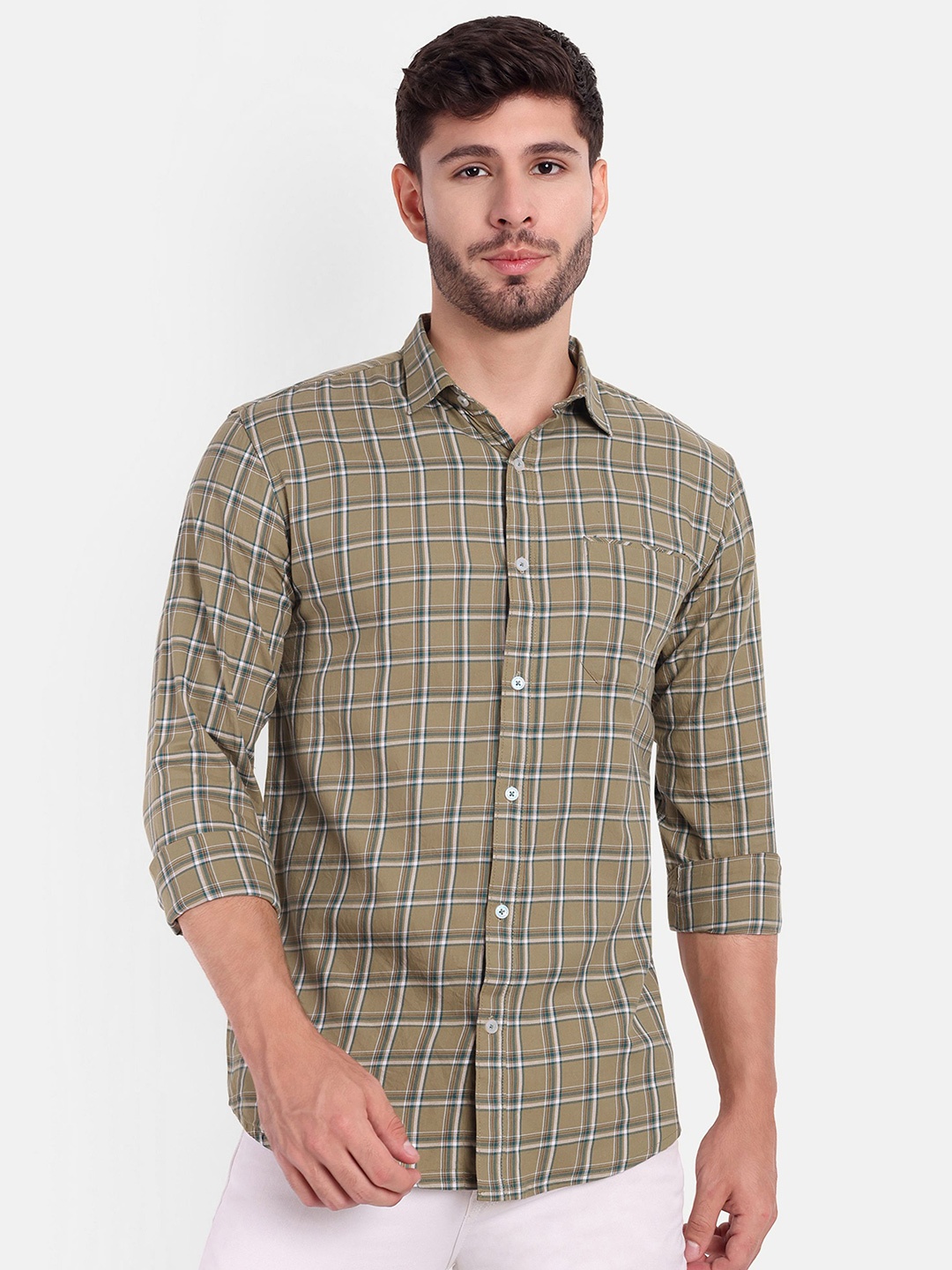 

SUI DHAGA Men Comfort Tartan Checks Opaque Checked Casual Shirt, Khaki