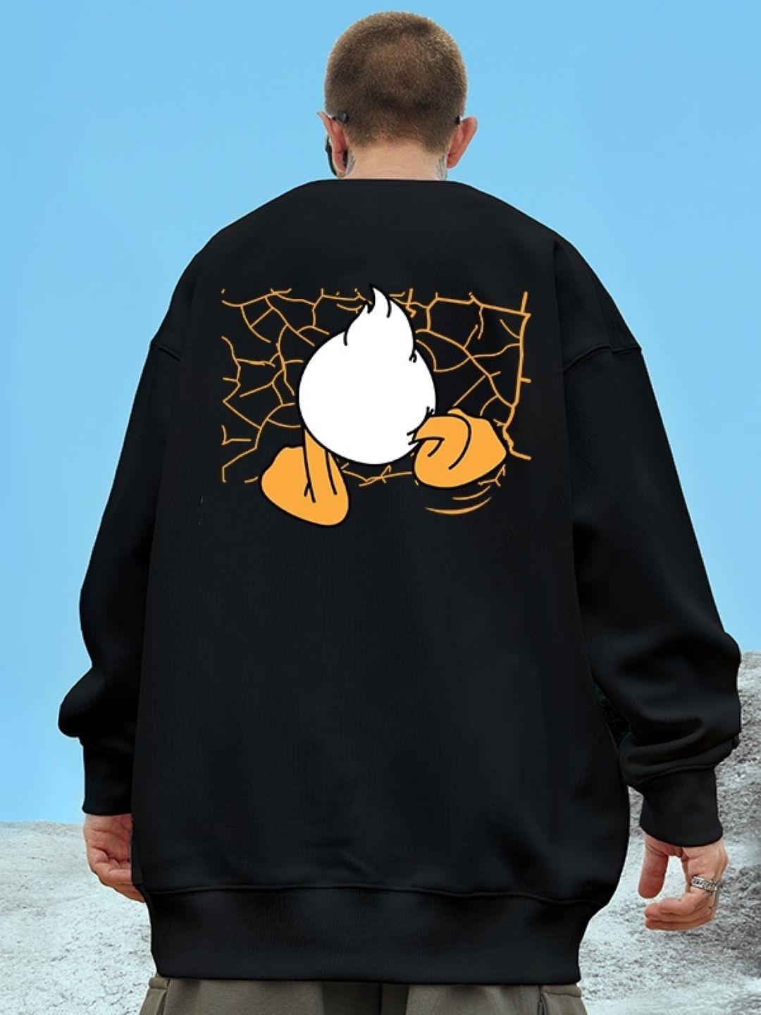 

KPOP Men Cotton Graphic Printed Sweatshirt, Black