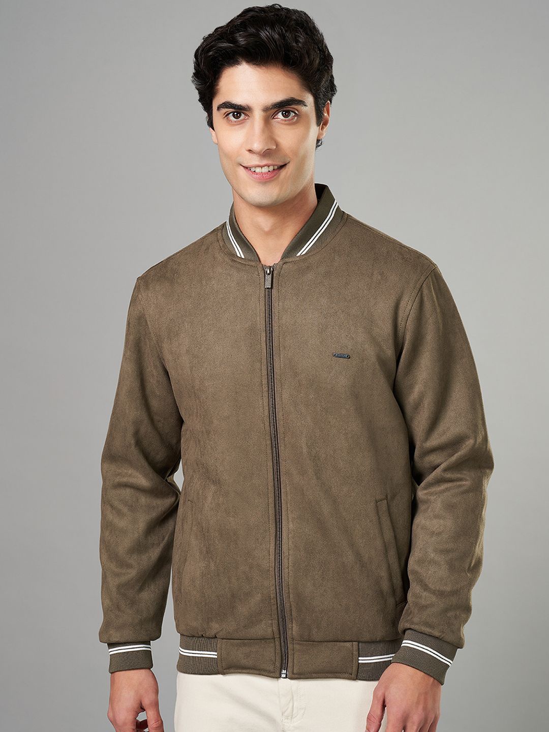 

BYFORD by Pantaloons Men Longline Bomber Jacket, Olive