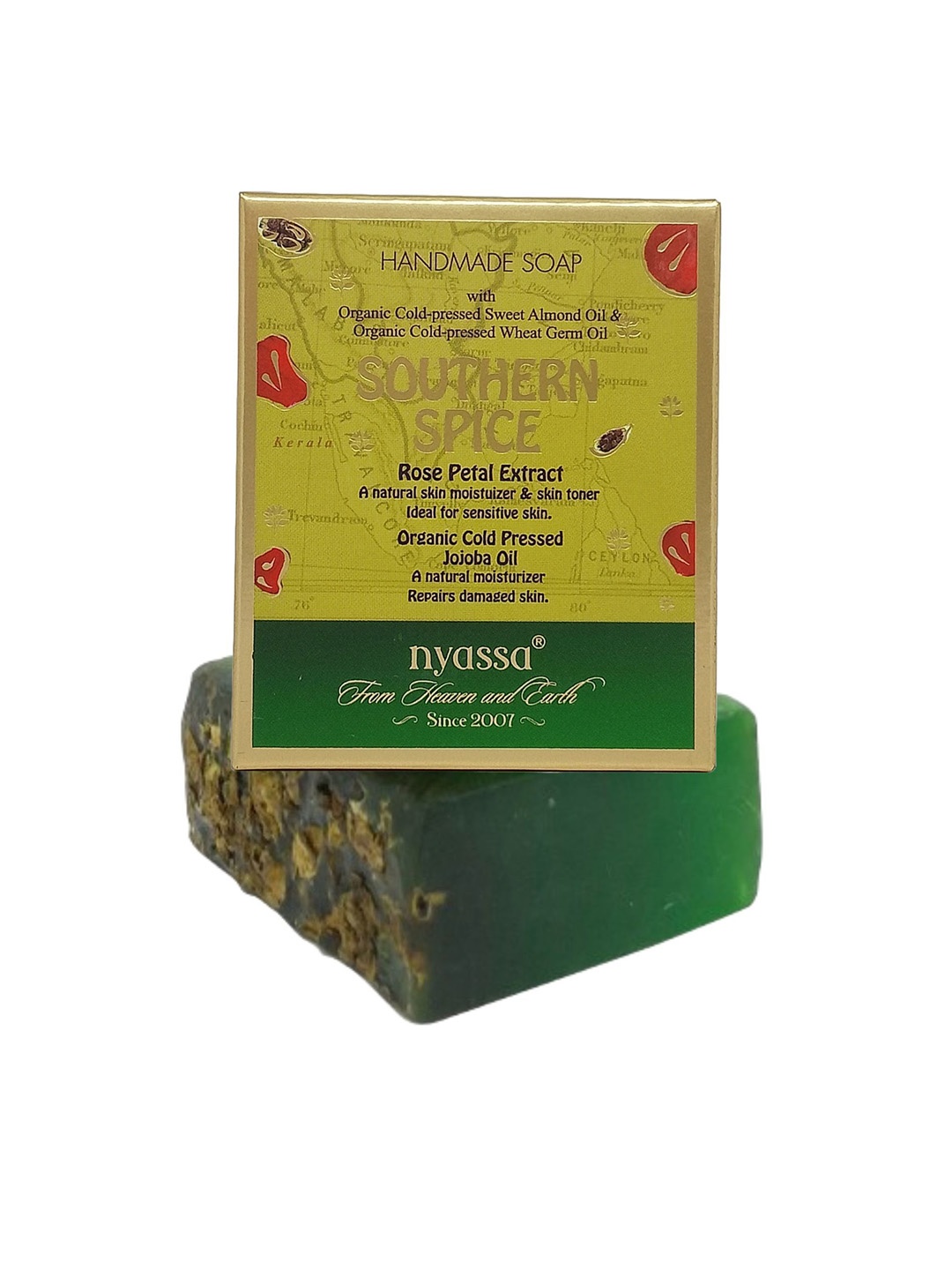 

Nyassa Southern Spice Soap With Rose Petal Extract & Jojoba Oil - 150 g, Green