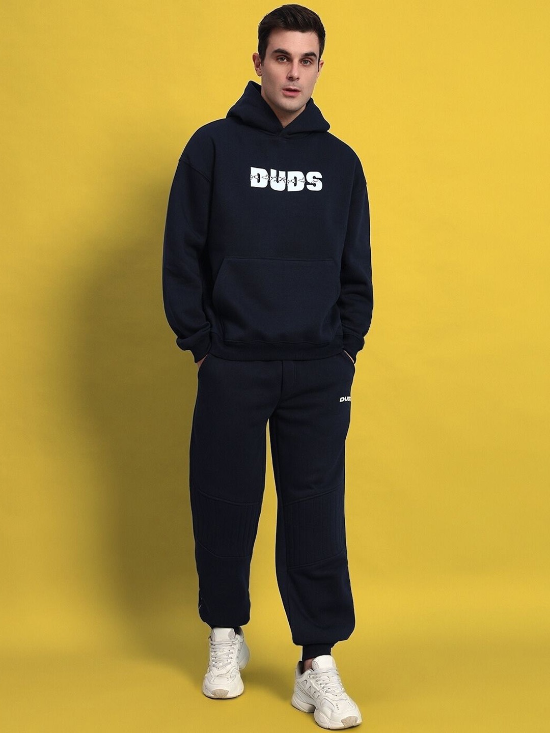 

WEARDUDS Printed Hooded Long Sleeves Sweatshirt & Jogger, Navy blue