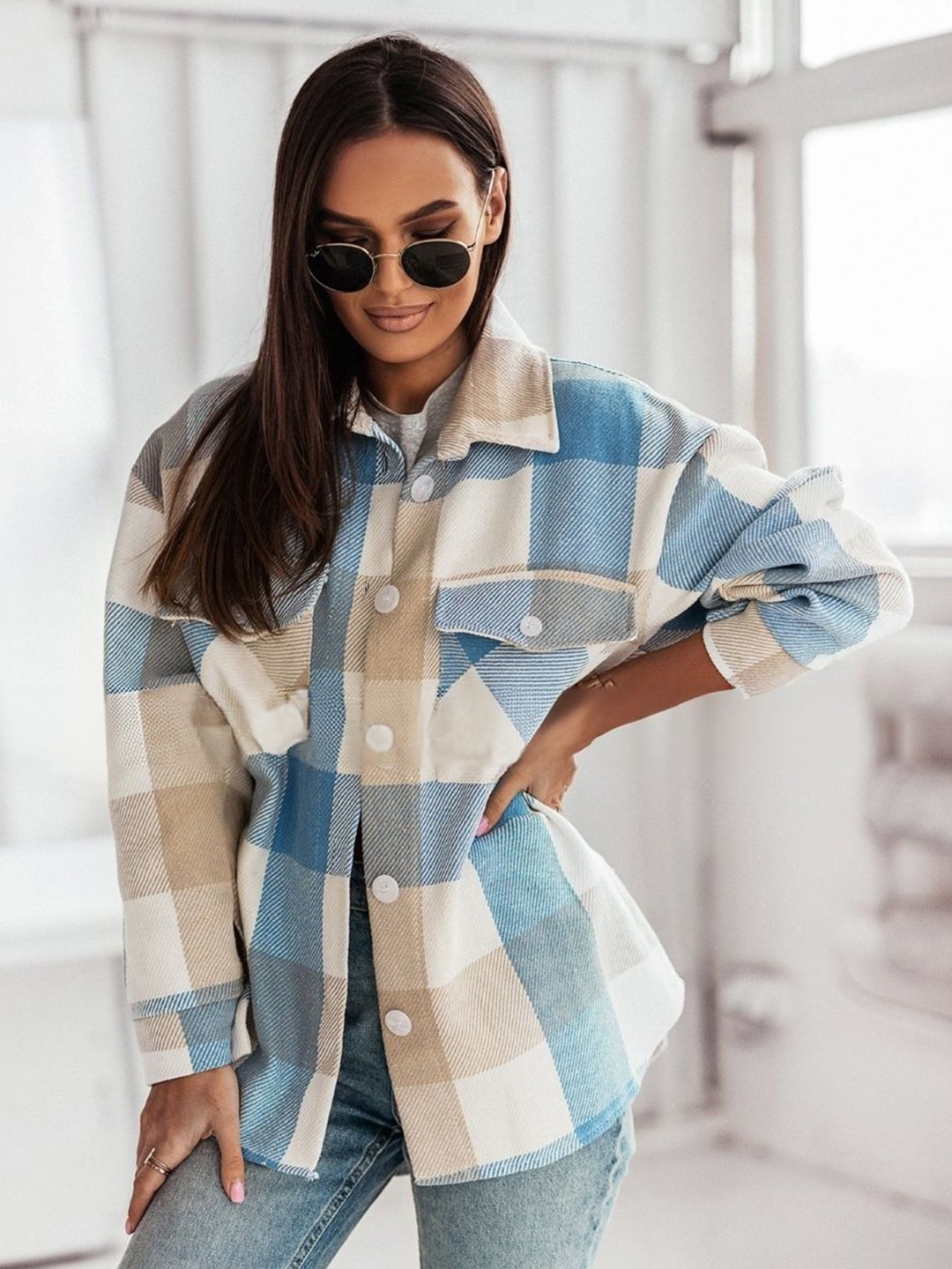 

HERE&NOW Women Original Tartan Checks Opaque Checked Casual Shirt, Blue