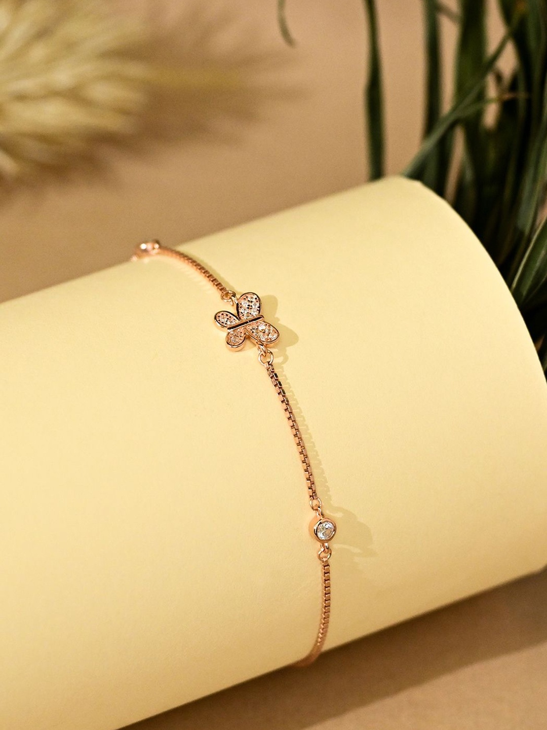 

TOUCH925 Pure Silver Butterfly Cubic Zirconia Wraparound Bracelet, Rose gold