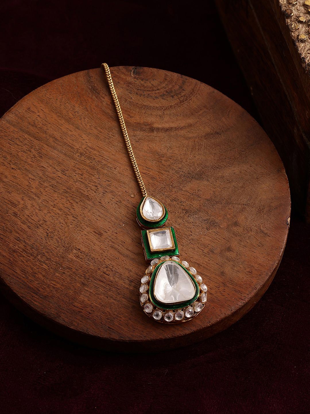 

Ruby Raang Gold-Plated Kundan Studded Maang Tikka Head Jewellery