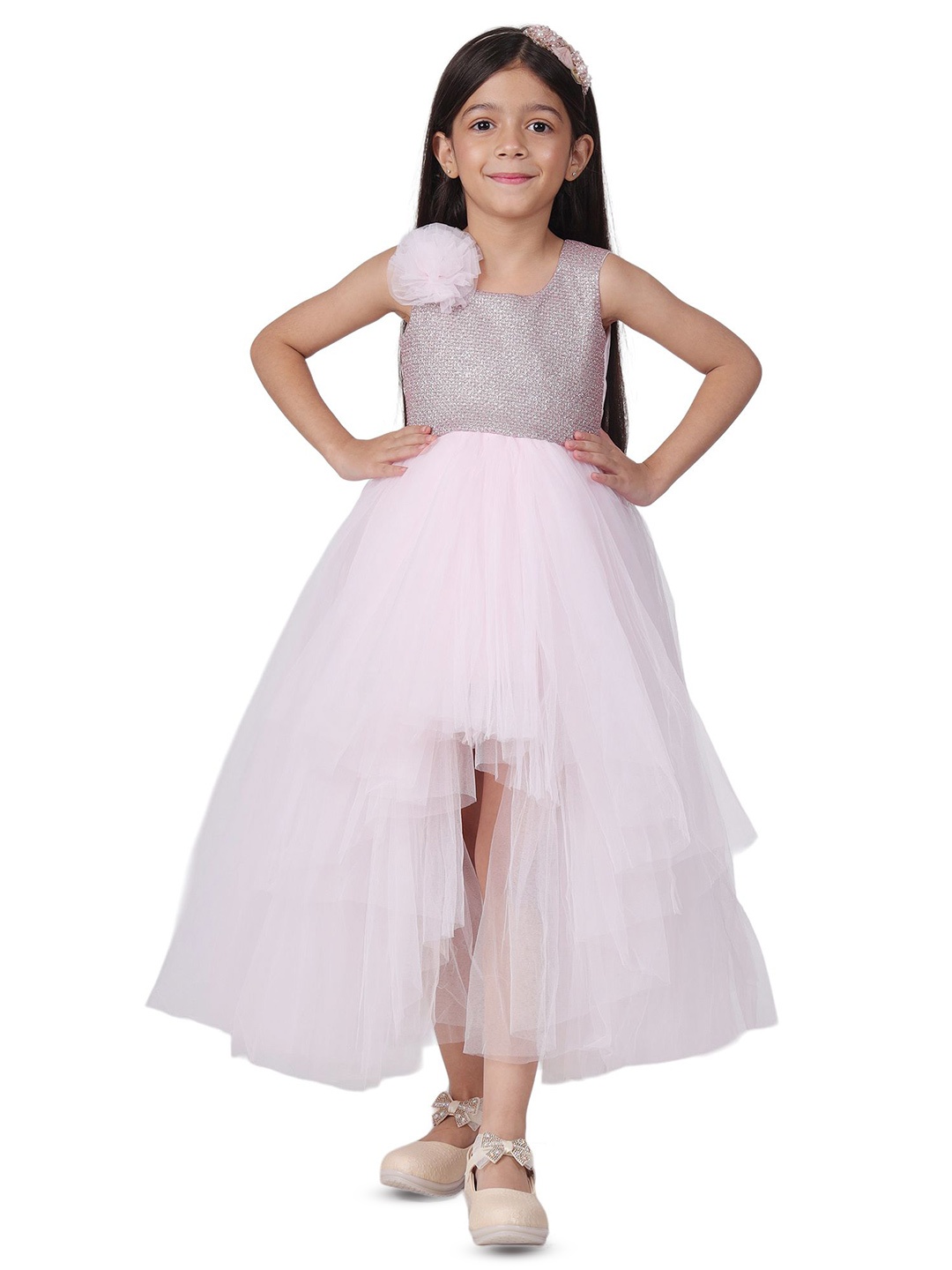 

itsmycostume Girls Embellished High-Low Fit & Flare Maxi Dress, Pink