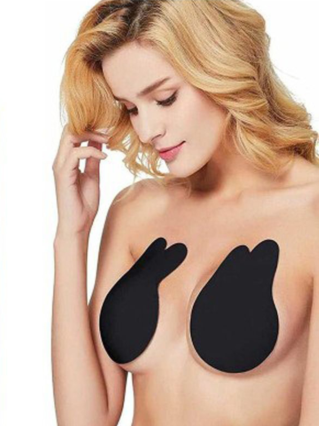 

Xivir Women Set of 2 Reusable Stick-On Lingerie accessories, Black