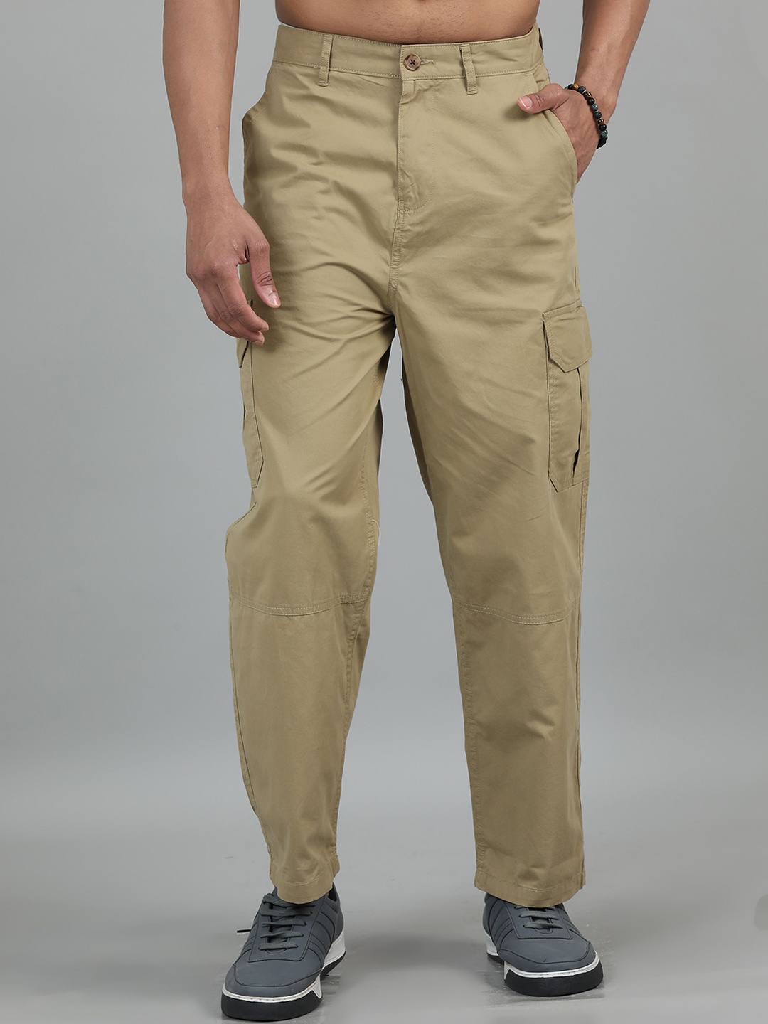 

SILISOUL Men Relaxed Loose Fit Cargos Trousers, Khaki