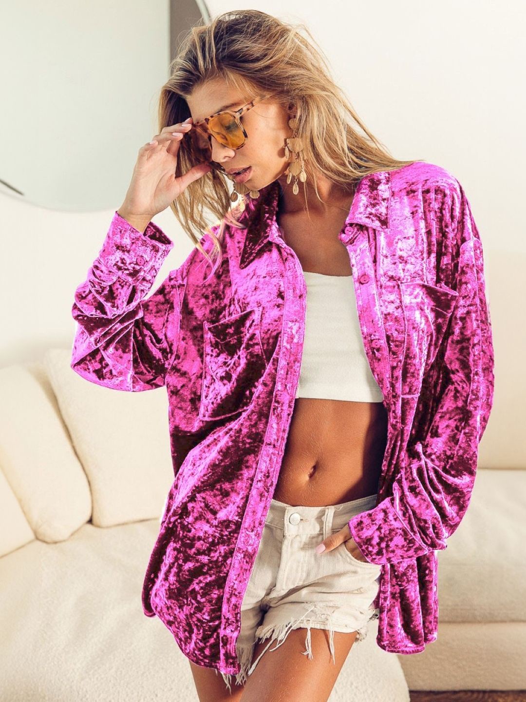 

HERE&NOW Women Original Opaque Party Shirt, Pink