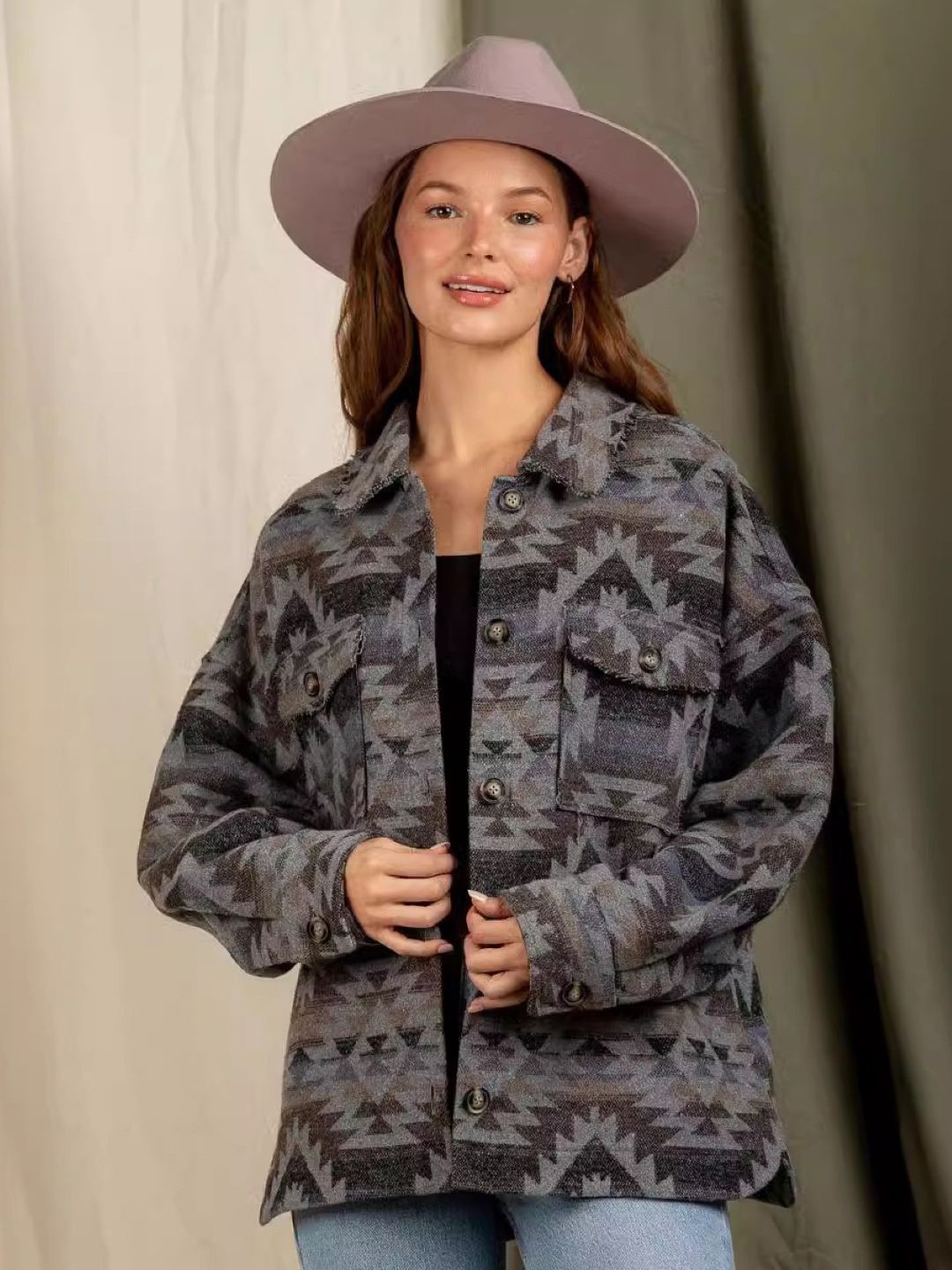 

HERE&NOW Women Original Opaque Printed Party Shirt, Grey