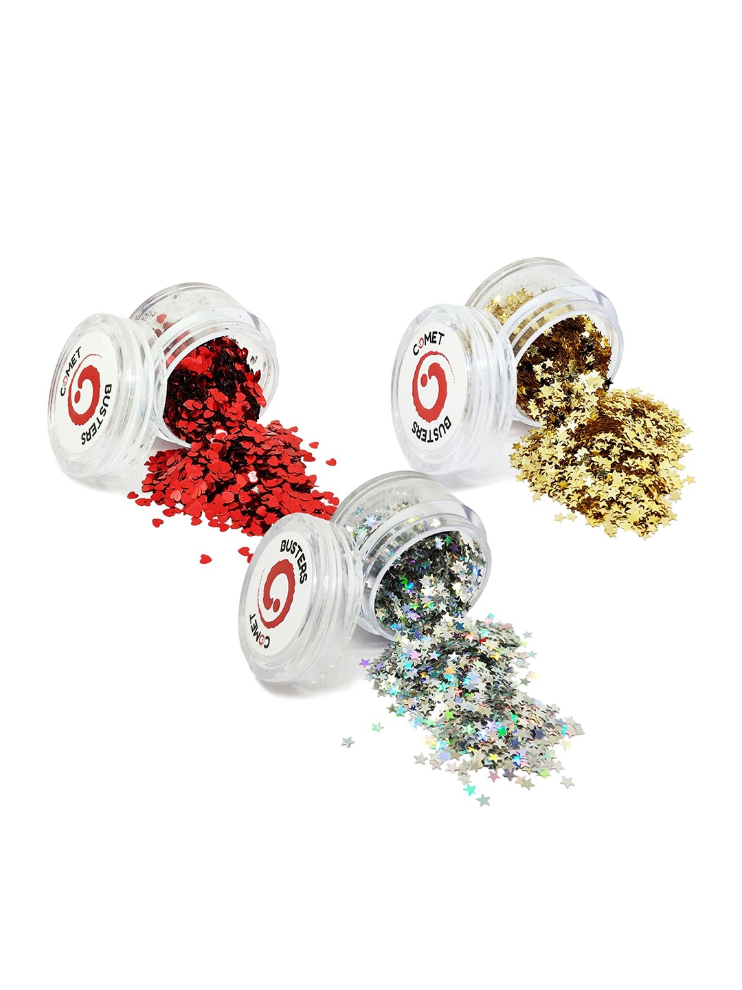 

Comet Busters Set Of 3 Face Chunky Glitter Body Shimmer Eye Makeup - 5 g Each - GLT032, Red