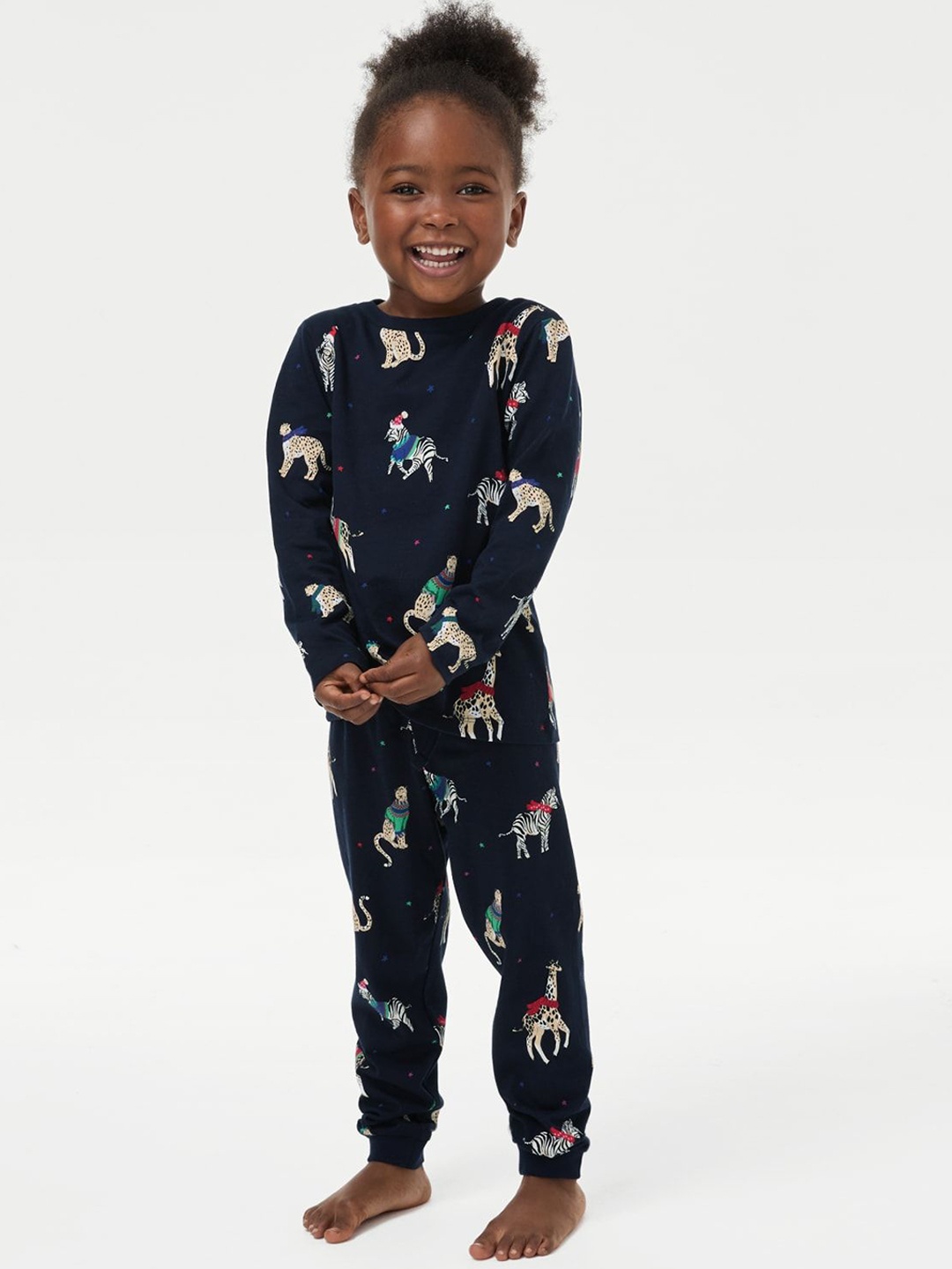 

Marks & Spencer Girls Printed Pure Cotton Night suit, Navy blue