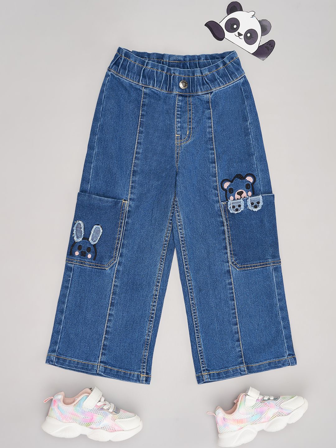

Pantaloons Junior Girls Flared Low Distress Mid-Rise Jeans, Blue