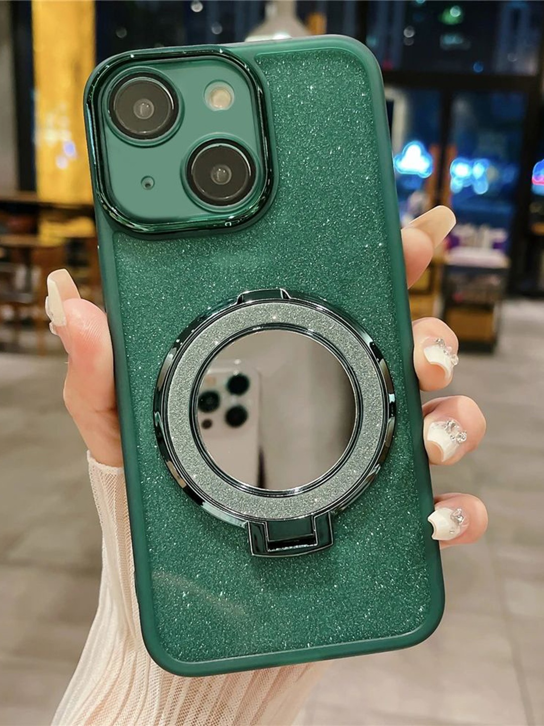 

Luxury Kase Solid Printed iPhone 14 Plus Back Case Mobile Accessories, Green