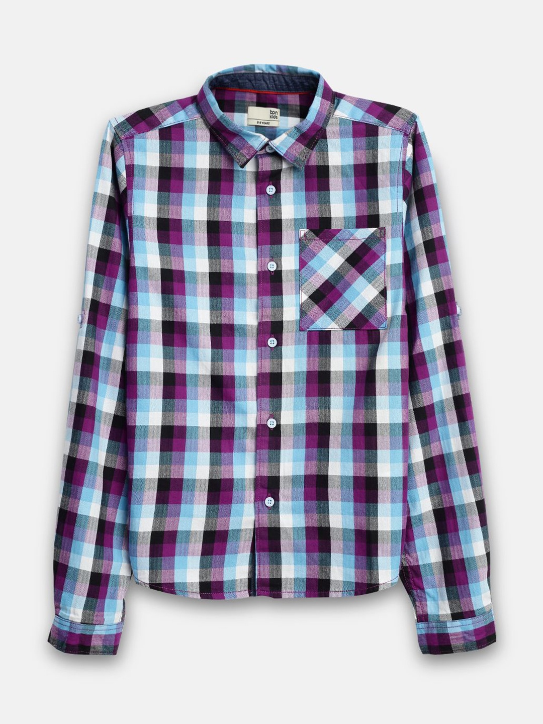 

BONKIDS Boys Tartan Checks Opaque Checked Casual Shirt, Multi