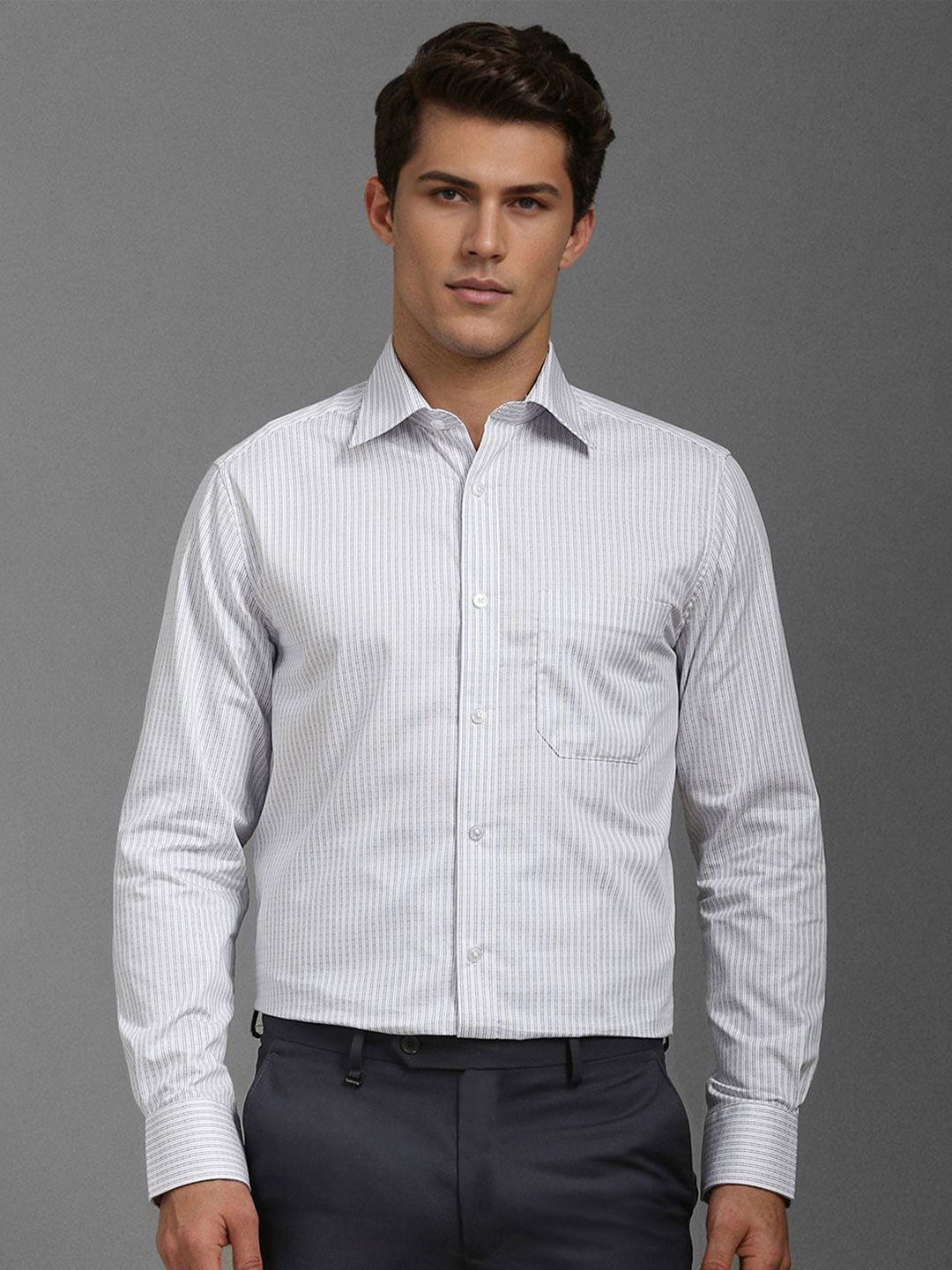 

Louis Philippe Men Classic Opaque Striped Formal Shirt, White