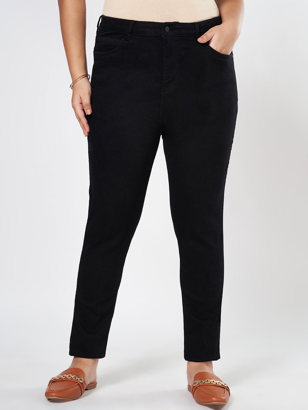 

Honey Curvytude by Pantaloons Women Skinny Fit High-Rise Jeans, Black