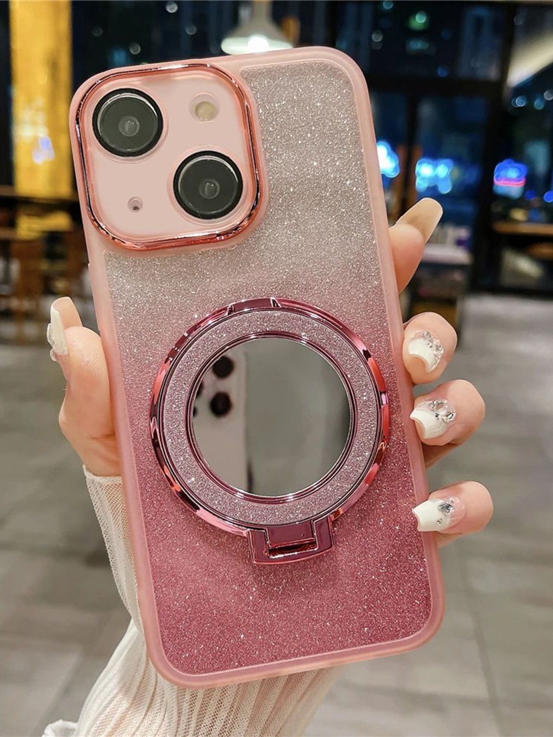 

Luxury Kase Solid Printed iPhone 15 Plus Back Case Mobile Accessories, Pink