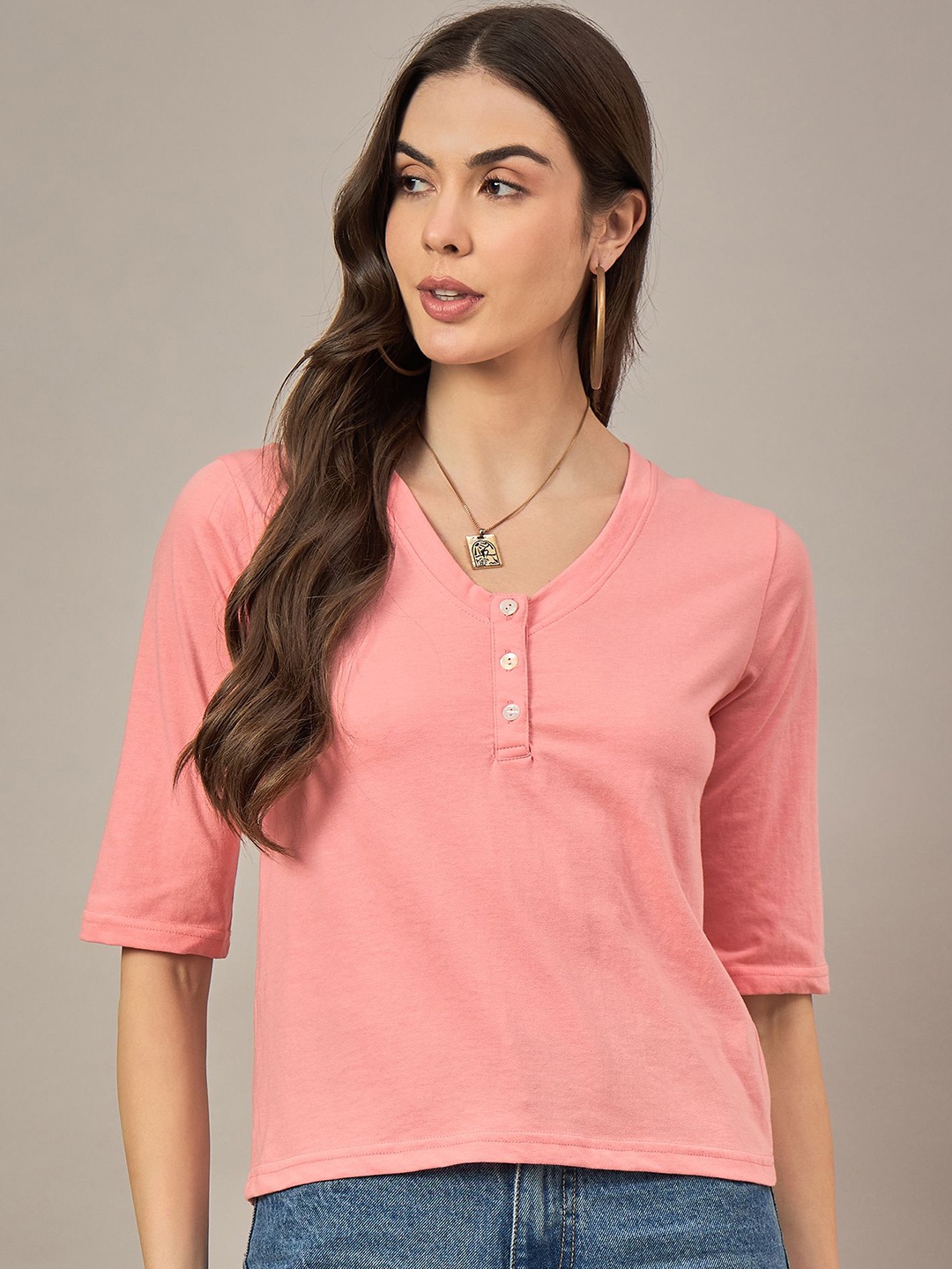 

The Roadster Lifestyle Co. Cotton T-Shirt, Peach