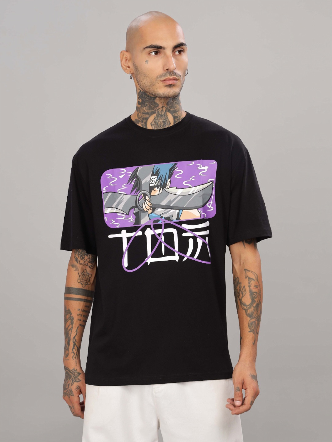 

TOMHIDDLE Anime Printed T-shirt, Black